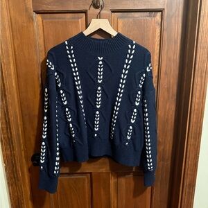 Rails Tori Ribbon Stitch Cable Knot Sweater Size M
